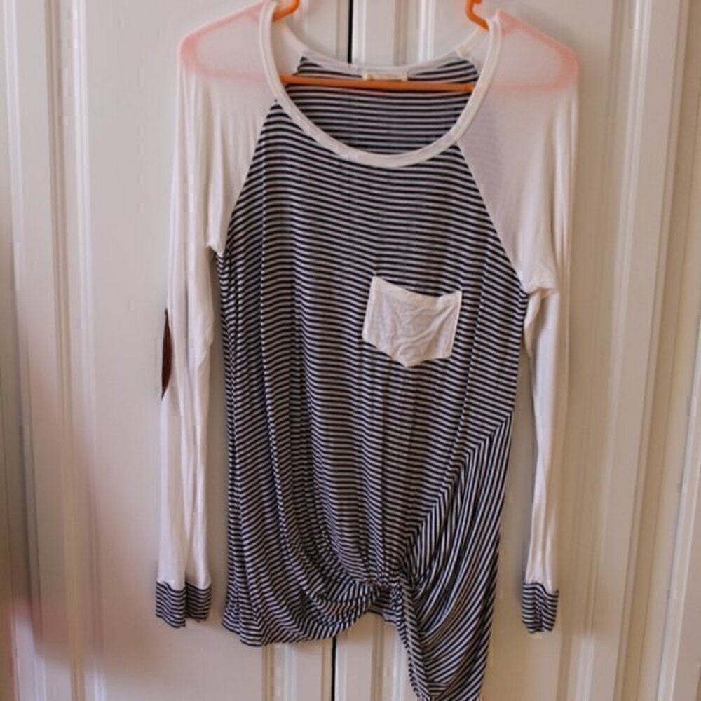 twenty second navy / white tunic with elbow patch